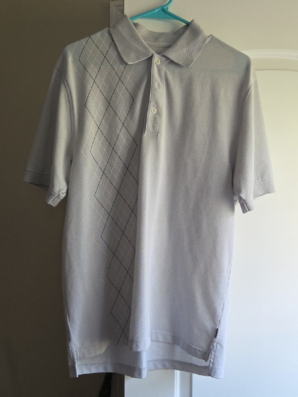 Men's Light Gray Polo with Argyle Side Panel